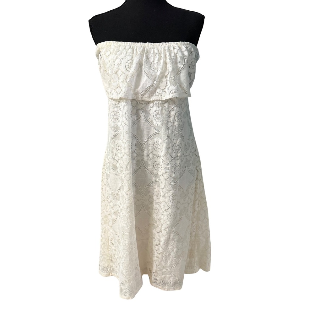 Boho Beach Cream Lace Off Shoulder Dress NWT Medium Ivory Wedding Summer
